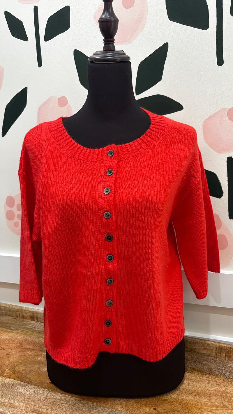 Red Cardigan Sweater