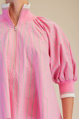 Mock Neck Band Puff Sleeve Blouse