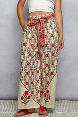 V-Neck Floral Pattern Ruffle Sleeve top and pant set