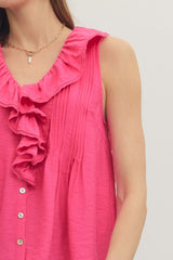 Ruffled button down SS sleeve
