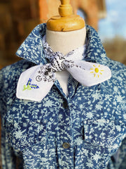 Embroidered Texas Bluebonnet Bandana: Pink