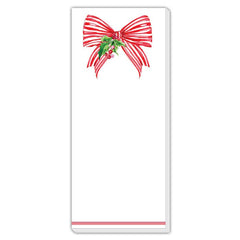 Red Striped Bow with Holly and BerriesSkinny Notepad