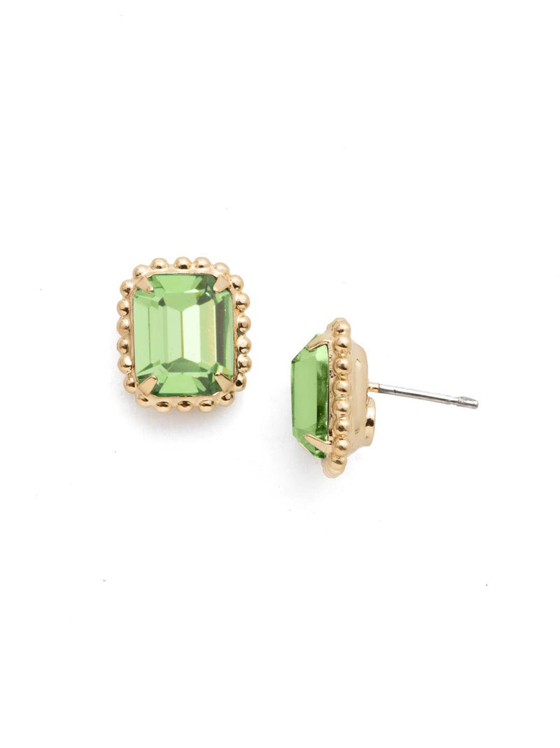 Octavia Scalloped Stud Earrings - Green
