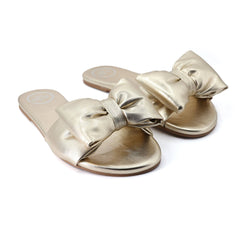 RAFIE - GOLD Bow Slide Sandal: GOLD
