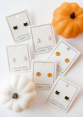 Screwback Stud Earrings - Black Cat