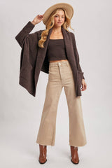 OPEN FRONT BLANKET WRAP BOUCLE KNIT SWEATER CARDIGAN- One Size