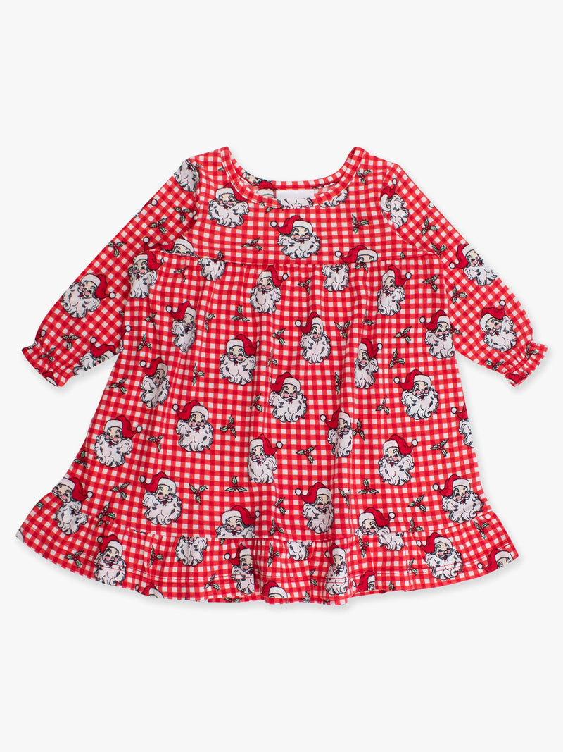 SoftSnooze™ Girls Red Dear Santa Long Sleeve Ruffle Pajama Night Gown
