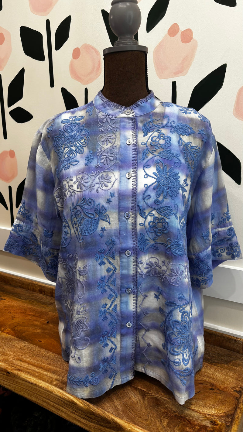Relaxed mandarin collar shirt-Emilia