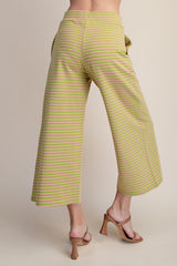 Striped texture crop pant set