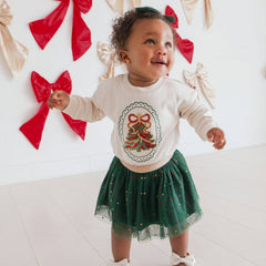 Emerald Rhinestone Christmas Tulle Bow Baby Headband - Hair