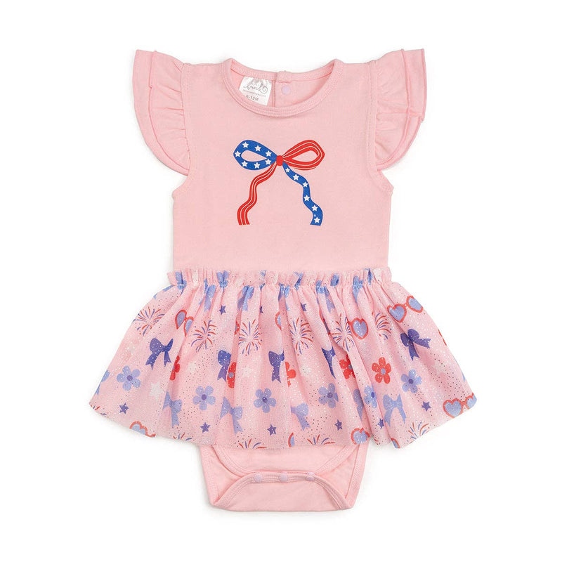 Red, White, & Cute Short Sleeve Tutu Bodysuit