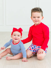 Boys Vintage Red Long Sleeve Rash Guard