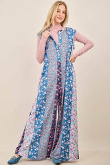 Petal Diary Terry Button Henley Jumpsuit