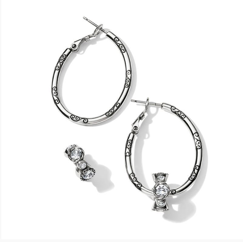 Oval hoop charm earrings