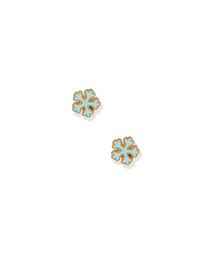 Screwback Stud Earrings - Snowflake Happy Blue