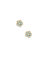 Screwback Stud Earrings - Snowflake Happy Blue