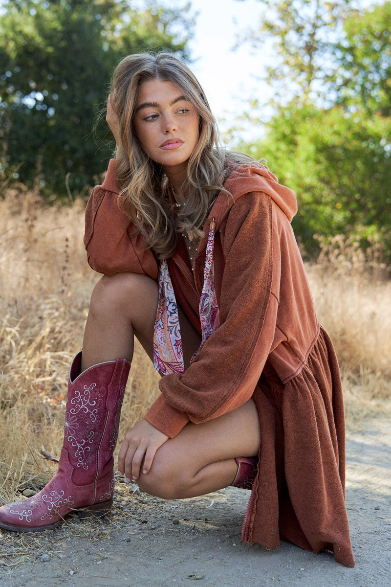 Mineral Washed Slouchy Lounge Zip Up Jacket