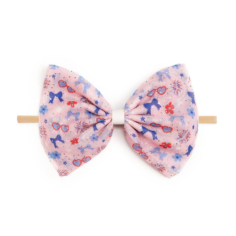 Red, White, & Cute Tulle Bow Baby Headband - Hair Bows
