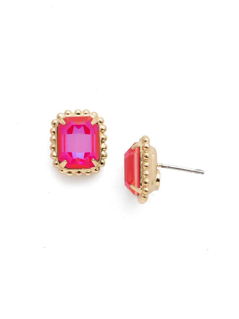 Octavia Scalloped Stud Earrings - Royal red delight ( bright pink)