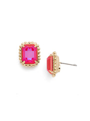 Octavia Scalloped Stud Earrings - Royal red delight ( bright pink)