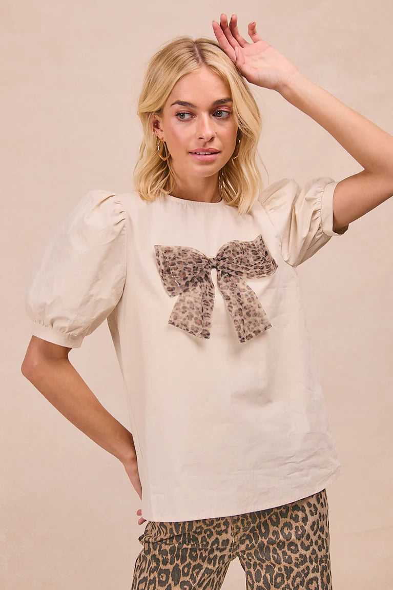 Leopard Print mesh bow top