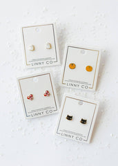 Screwback Stud Earrings - Black Cat