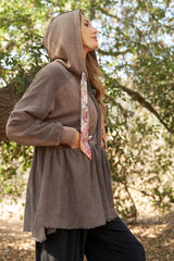 Mineral Washed Slouchy Lounge Zip Up Jacket