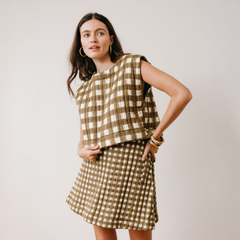 Painted Gingham Quilted Greta Top