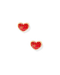 Screwback Stud Earrings - Nora Heart Red