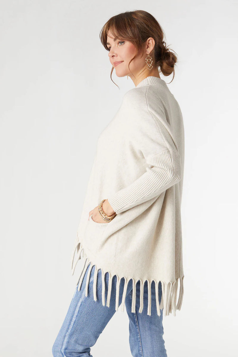 Heavenly- Lux Flow Mock Neck Fringe Sweater
