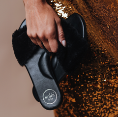 ZIELA - BLACK Faux Fur Slide : Black