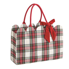 Scalloped tartan tote