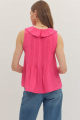 Ruffled button down SS sleeve