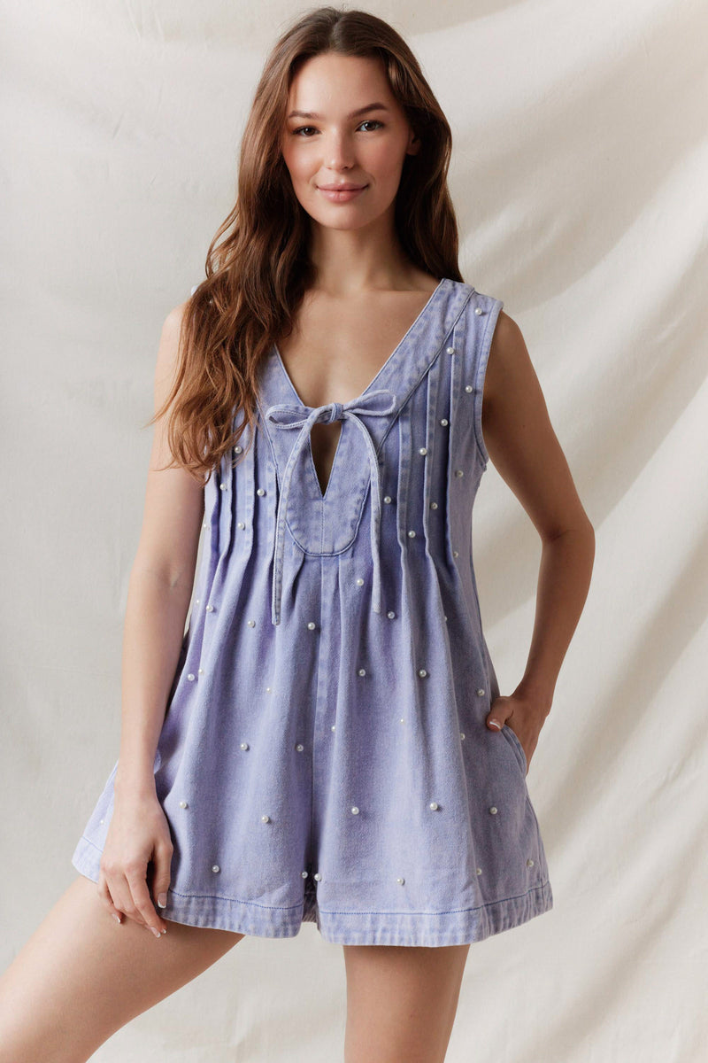 Purple Mineral Washed Pearl Romper