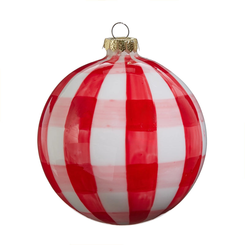 5” red gingham ball ornament