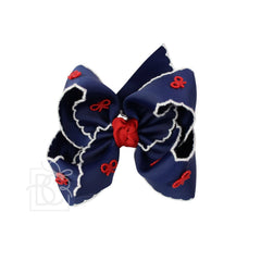 CROCHET EDGE BOW WITH PEARL EMBELLISHED BOWS: 4.5" Large