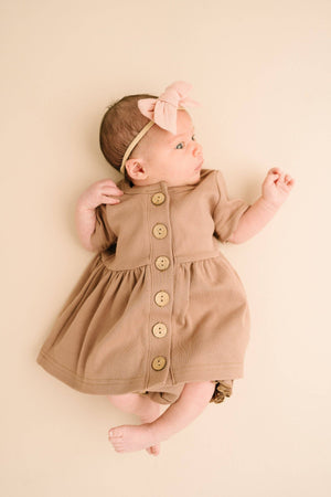 Solid Button Dress