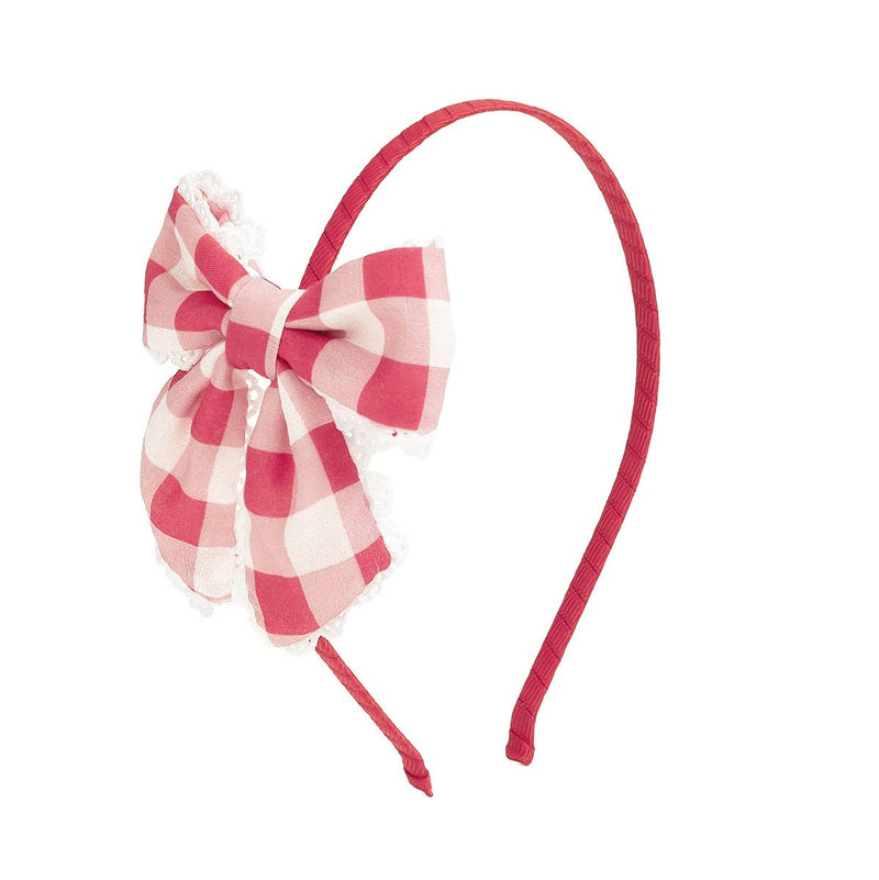 Red Gingham Bow Headband - Kids Hair Accessories - Spring