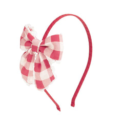 Red Gingham Bow Headband - Kids Hair Accessories - Spring