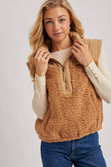 SHERPA CONTRAST HIGH STAND COLLAR VEST
