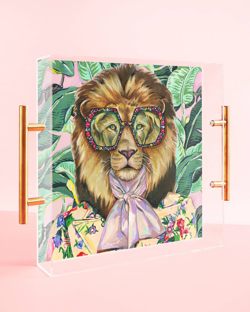 Louis The Lion Acrylic Tray With Gold Handles