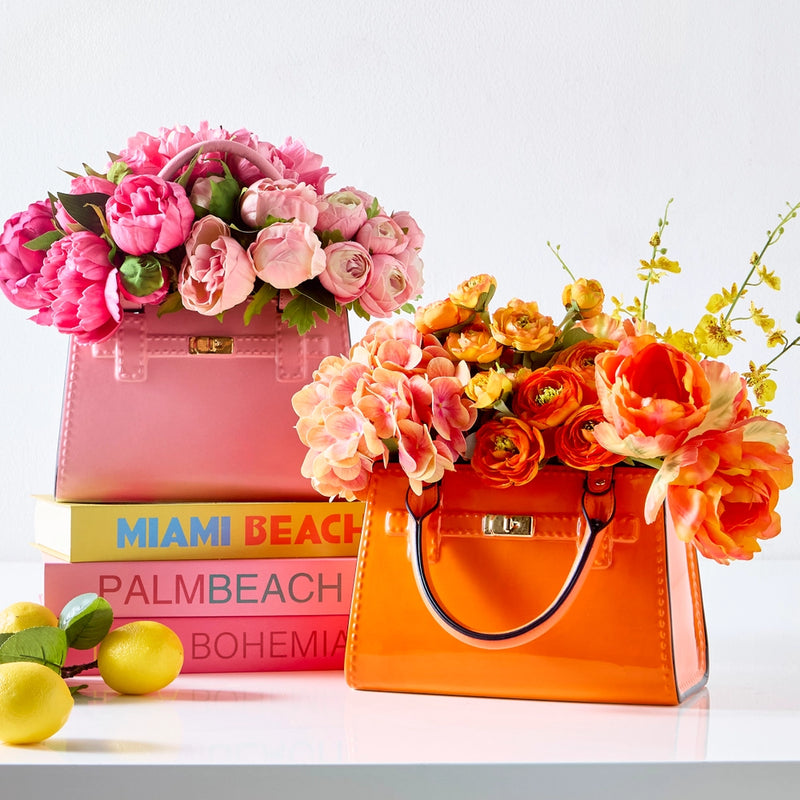 9.5” pink purse vase