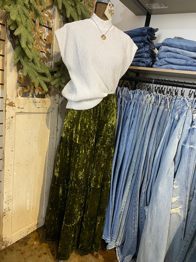 Tiered Velvet Pants