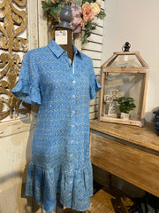 Flounced Hem Shirt Dress