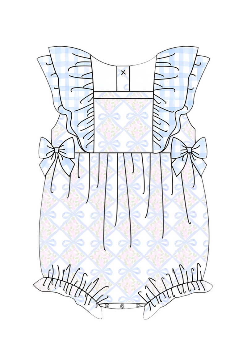 Pink floral bow onesie