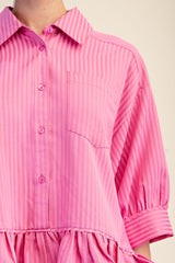 Ruffled shirt with collared neck