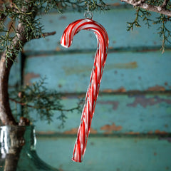 Glass candy cane ornament