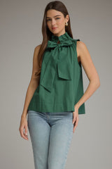 Ruffled bow collar top
