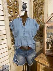 Pop Over camp top- Denim