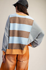 Oversized striped mineral washed sweater